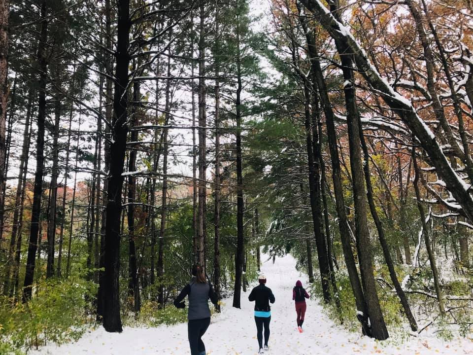 MOTRs running in the snow for winter polar club