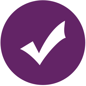 Purple circle with check in the middle